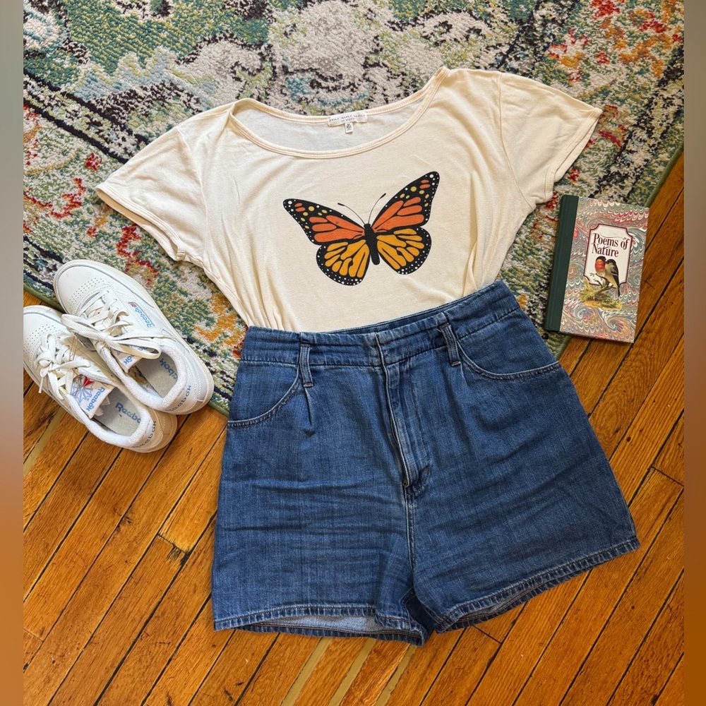 Butterfly Print Cream T-Shirt
